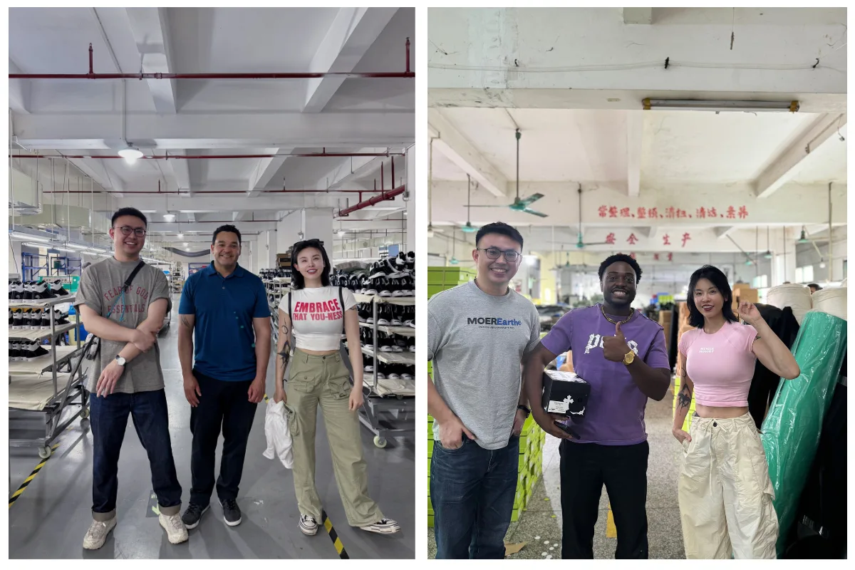 Clients visiting the shoe factory